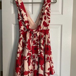 Keepsake Red Floral Printed Sleeveless Short Dress in Size Small